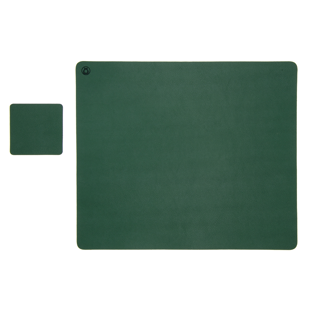 Set Mousepad si 1 suport pahar Flexi L din piele cu doua fete pentru protectie birou UNIKA verde/bej